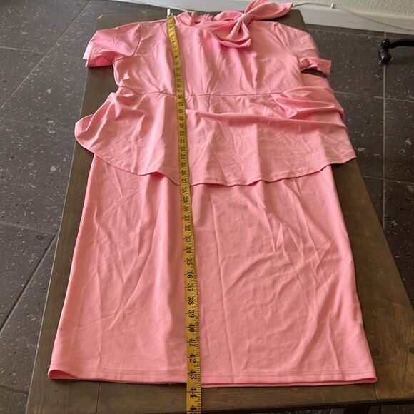 Elegant Strechy Peplum Bodycon Short Sleeve Work Dresses Bow Club Ruffle… - Picture 8 of 11